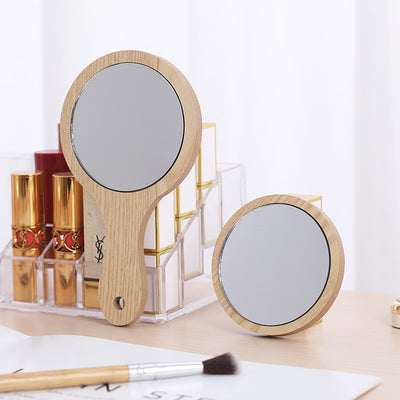 Hand-held Cosmetic Mirror Beauty Salon Wooden