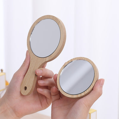 Hand-held Cosmetic Mirror Beauty Salon Wooden