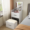 3 In 1 Vanity Desk With Plip Top Mirror,Small Make Up Vanity Set With Visible Glass Desktop,Compact