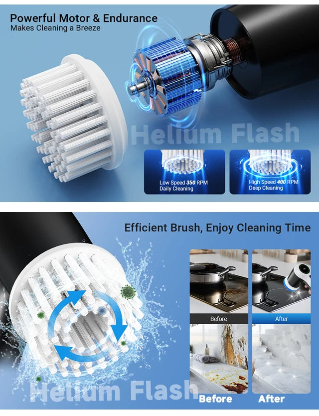 Helium Flash Cordless Spin Scrubber – Powerful Electric Cleaning Brush (3 Models Available)